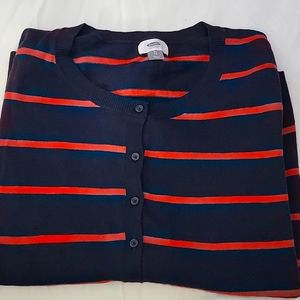 Red and Blue Stripped Cardigan